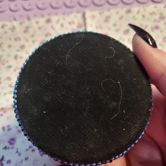 Mosaic Round Beaded Rhinestone Tin Trinket Box PICK A COLOR - Picture 7 of 8